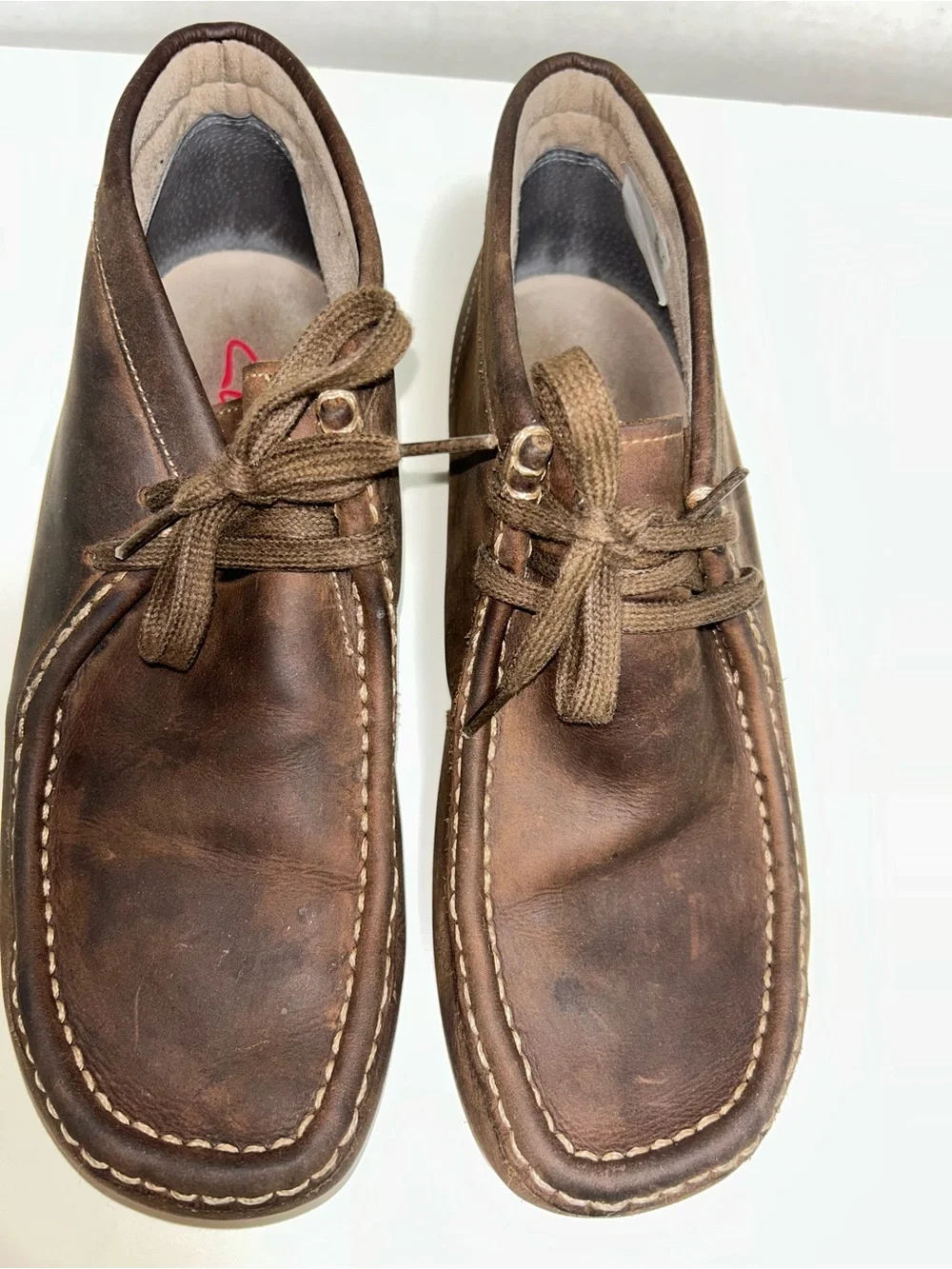 Clarks Stinson Hi Brown Leather Moc Toe Two Eye Chukka Wallabee Boot